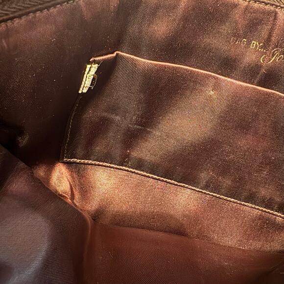 VTG Bag By Josef Beaded Clutch Purse Bronze Metallic Zip Top Evening Glam Disco - Picture 12 of 12